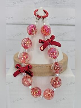 Iridescent Star & Red Bow Phone/Key Lanyard CH4369